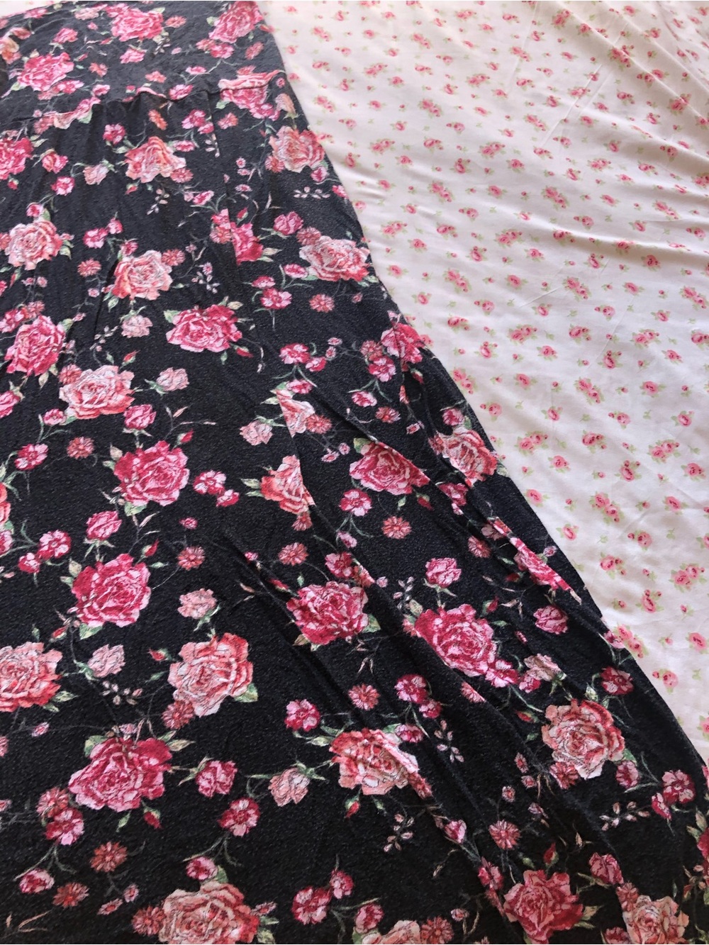 Black Maxi Skirt with Pink Rose Print - Picture 10 of 12